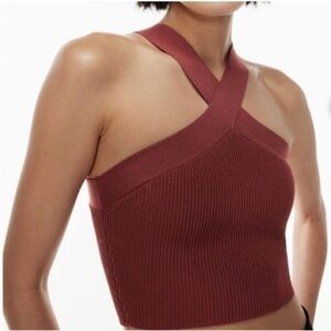 Aritzia Babaton Sculpt Knit Criss Cross Tank Red